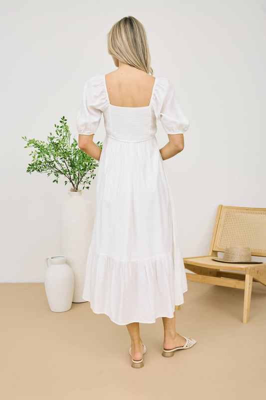 CHLOE PUFF SLEEVE MIDI DRESS