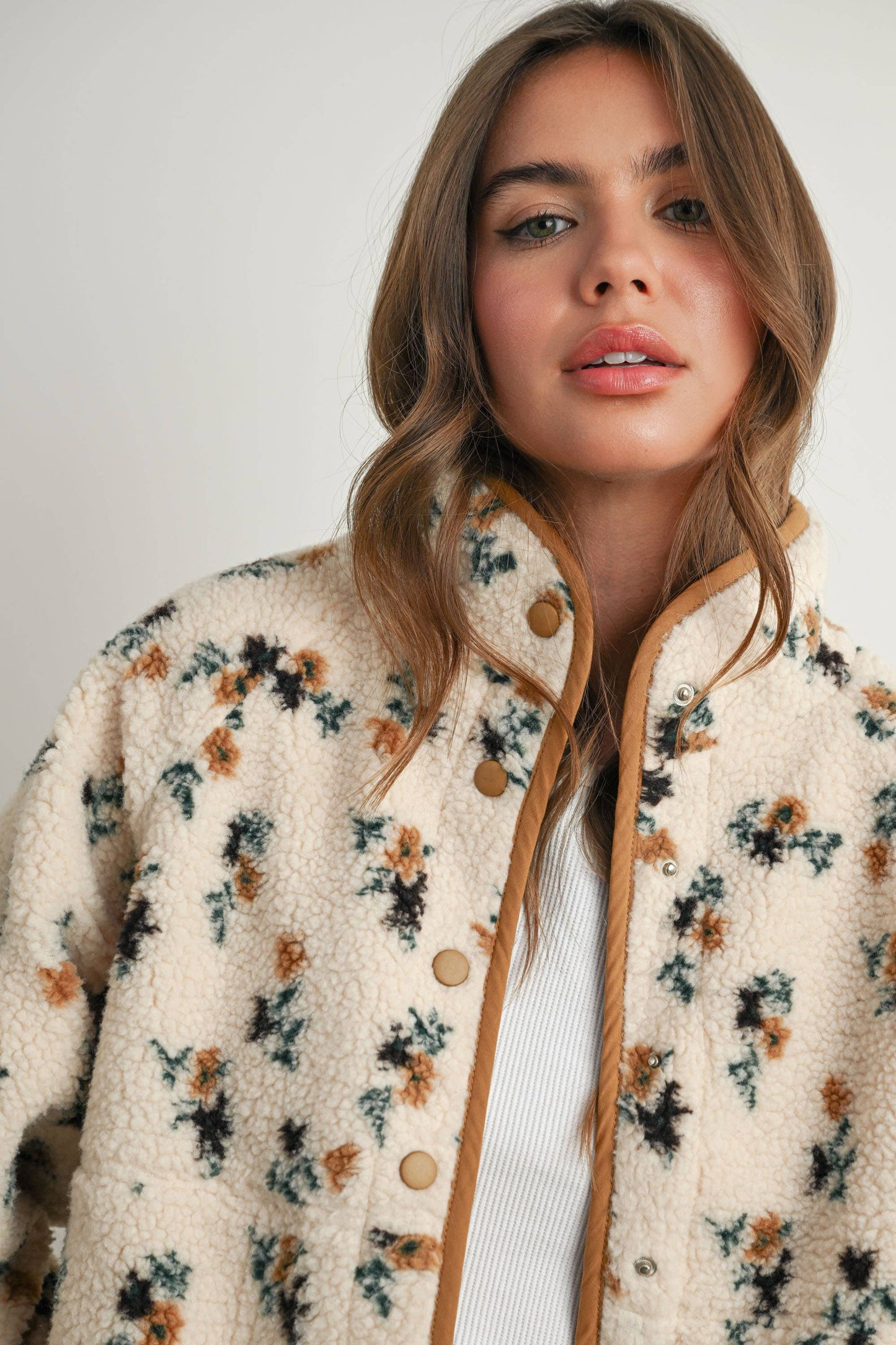 Floral Print Fleece Jacket
