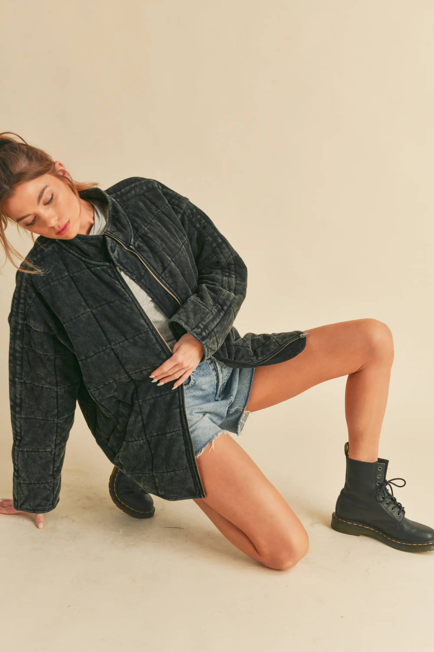 Sadie Quilted Jacket in Dark Charcoal
