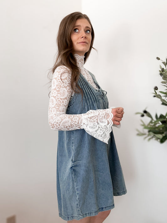 V-Neck Sleeveless Denim Romper