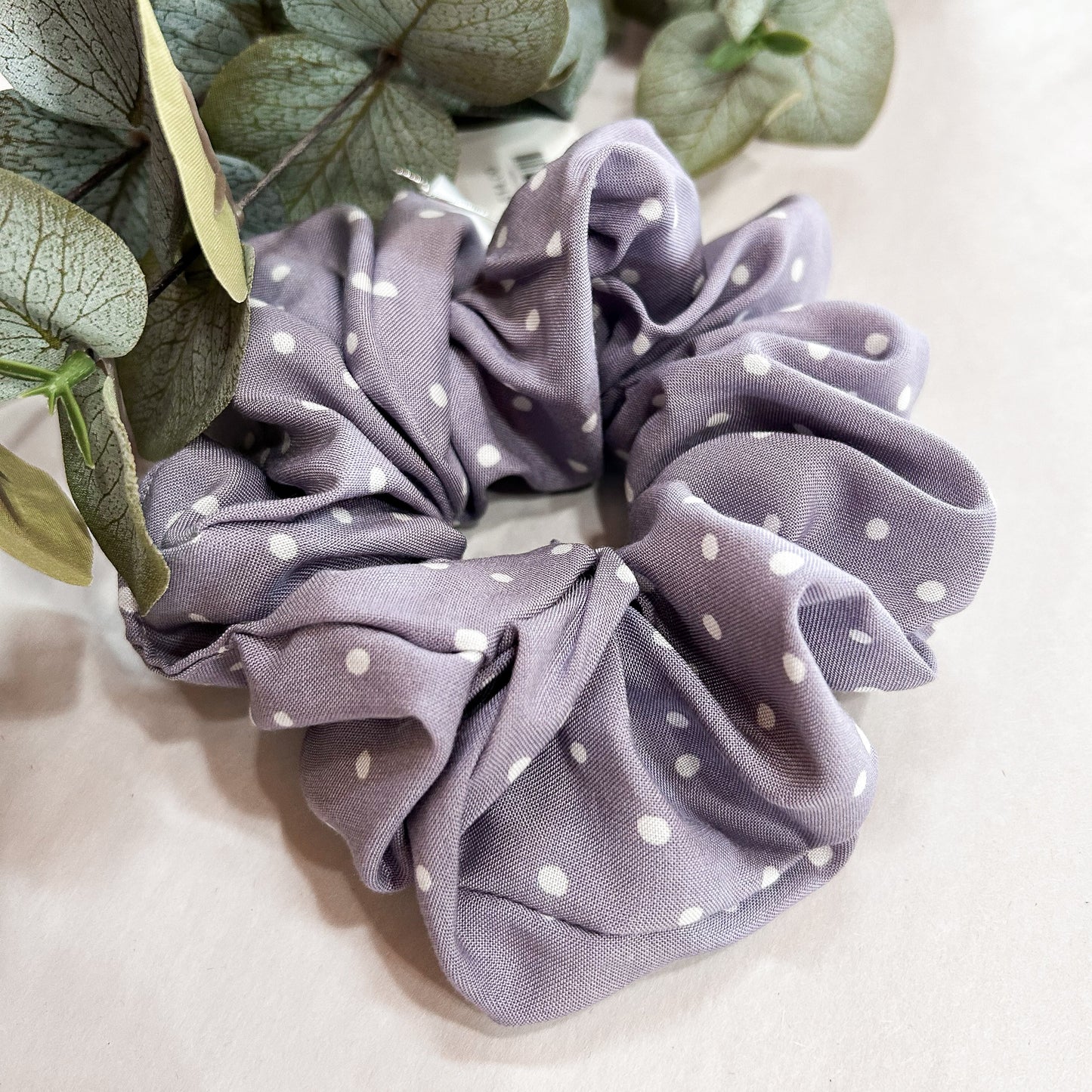 Purple Polka Dot Scrunchie