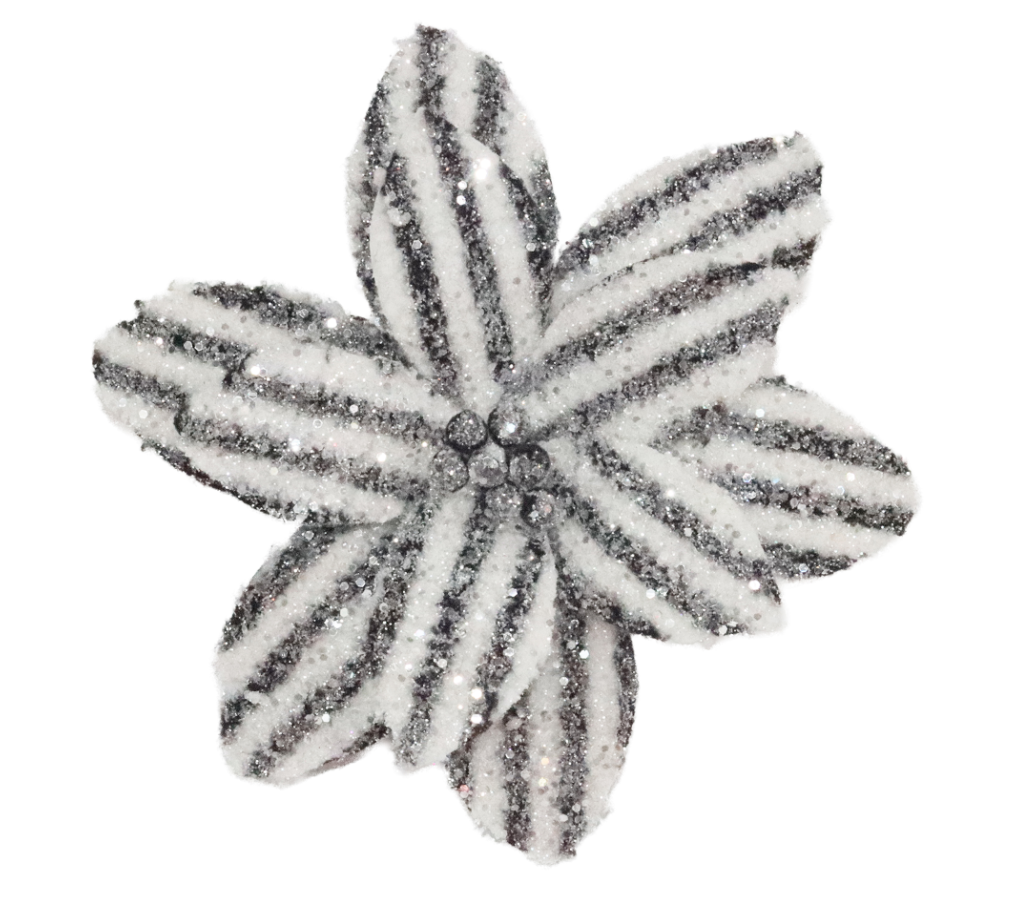 Black and White Frosted Magnolia Clip