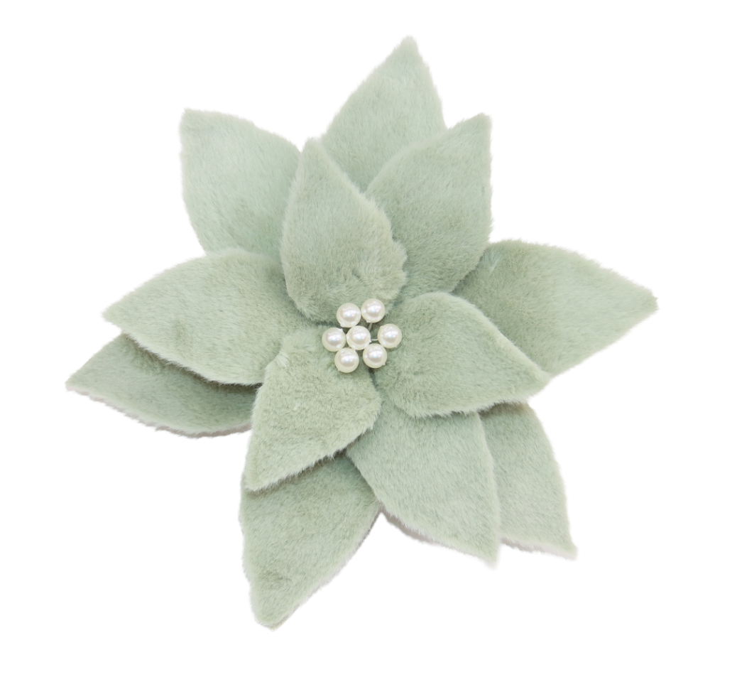Mint Poinsettia with Faux Fur