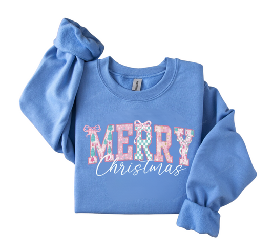 Quilted Pattern Merry Christmas Crewneck