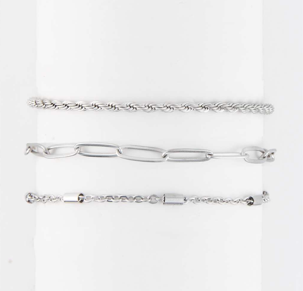 Twist Bracelet Set in Silver
