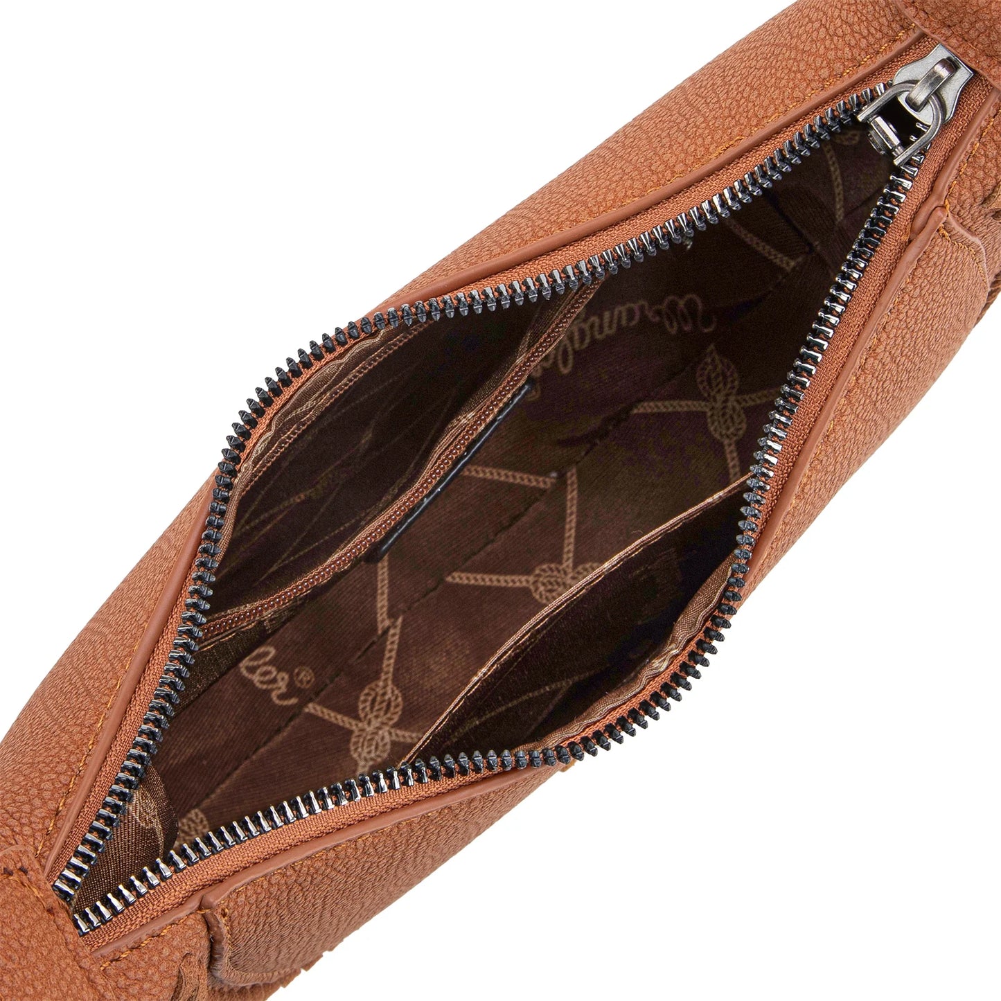 Wrangler Whipstitch Crescent Crossbody in Brown