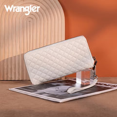 Wrangler Quilted Design RFID Wallet /Wristlet - Beige