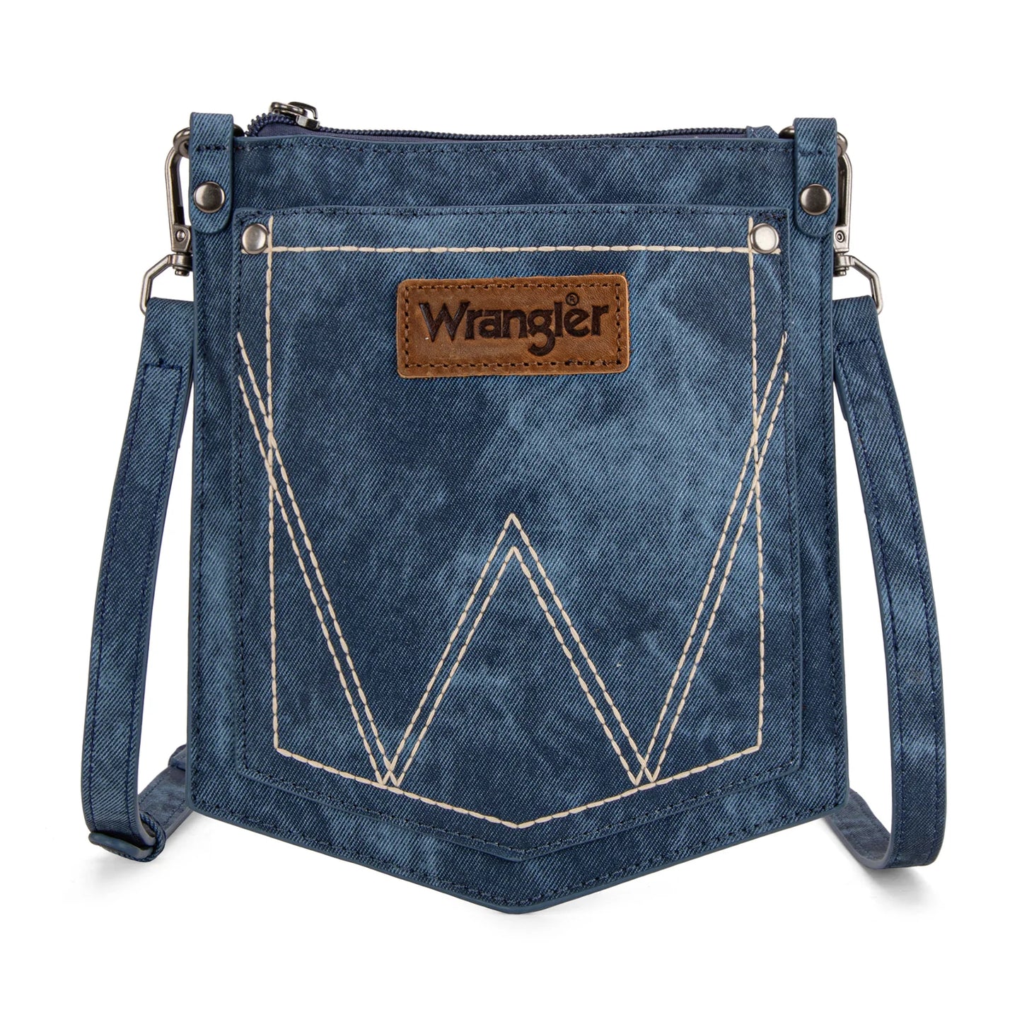Wrangler "W" Stitch Water Repellent Denim Pocket Crossbody in Jean