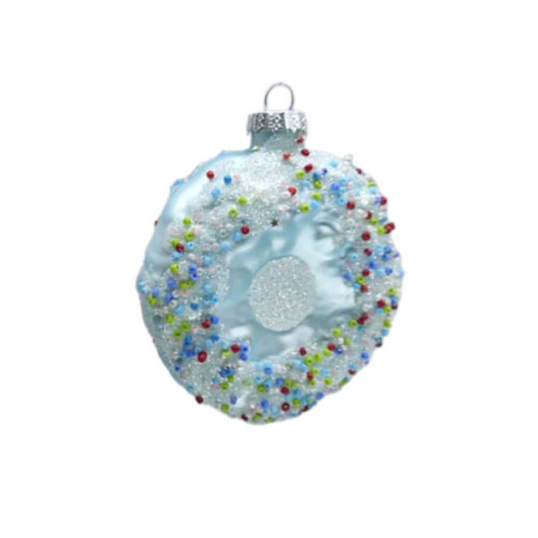 Blue Glass Donut Ornament
