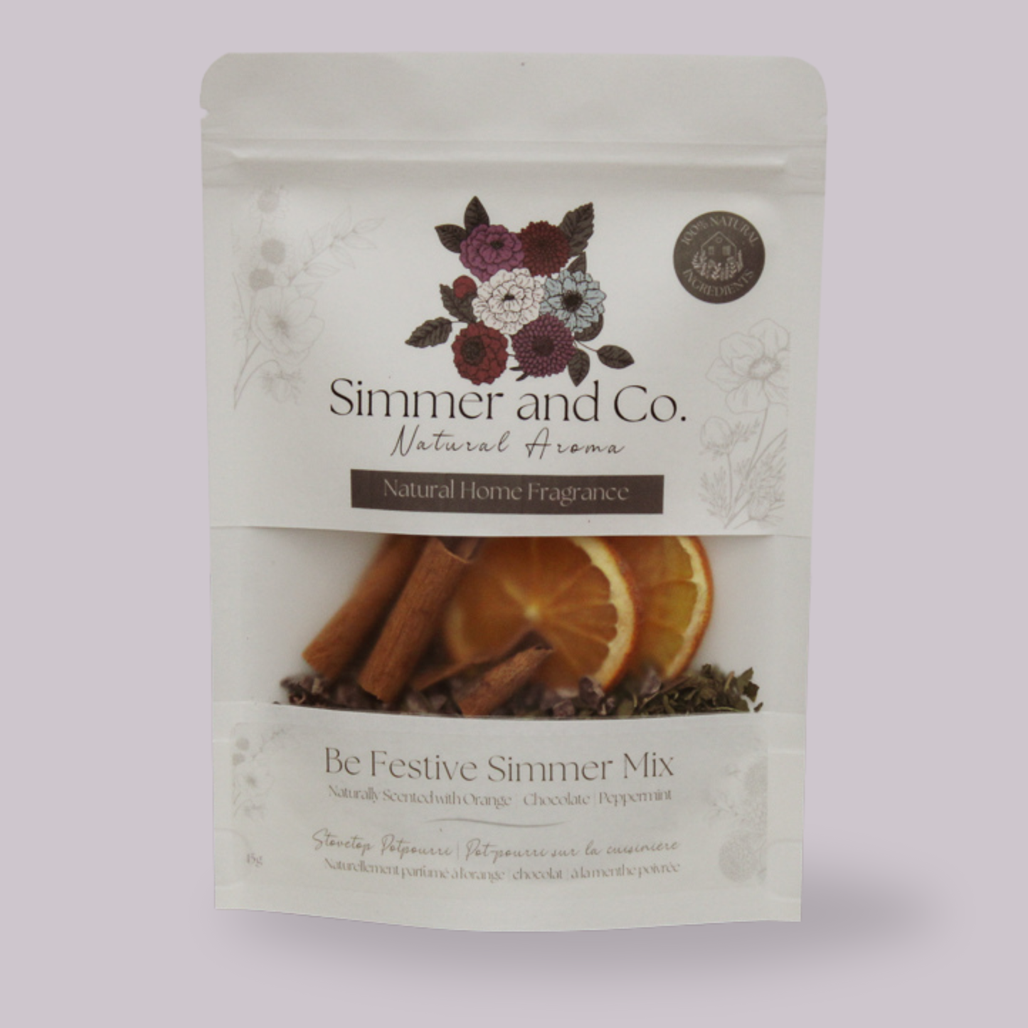 Be Festive Simmer Pot Mix, Natural Peppermint Cocoa Spice Aroma
