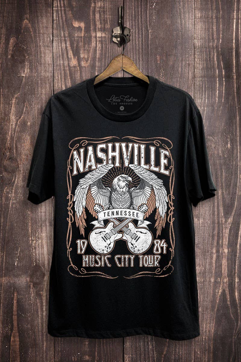 Nashville Music City Tour Eagle 1984 Graphic Top