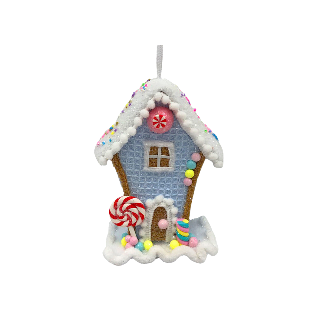 Blue and White Candy Sprinkle House Ornament