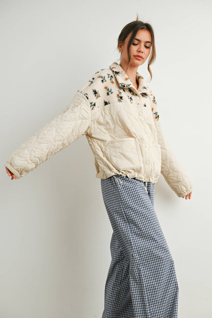 Floral Puffer Long Sleeve Jacket