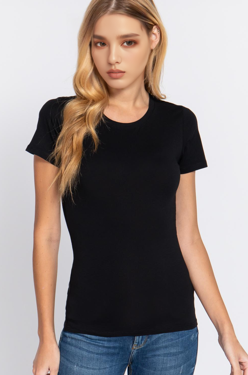 Black Short Sleeve Crewneck Tshirt