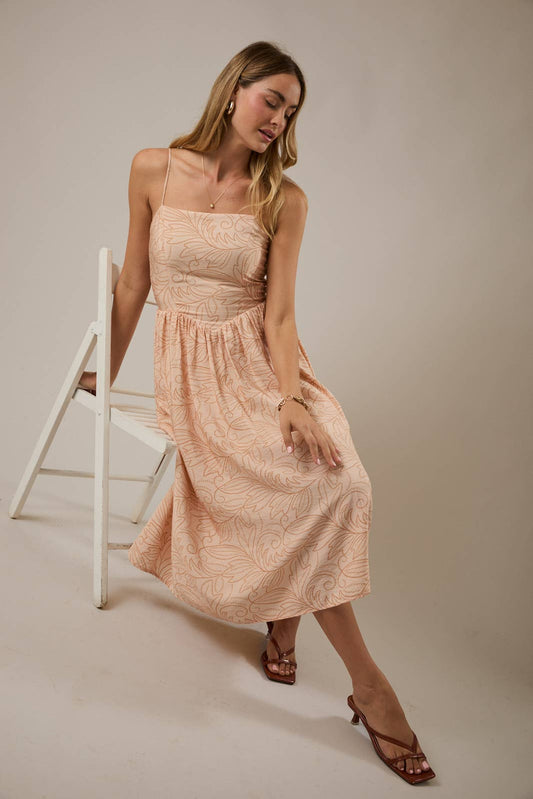 Stitch Print Midi Dress