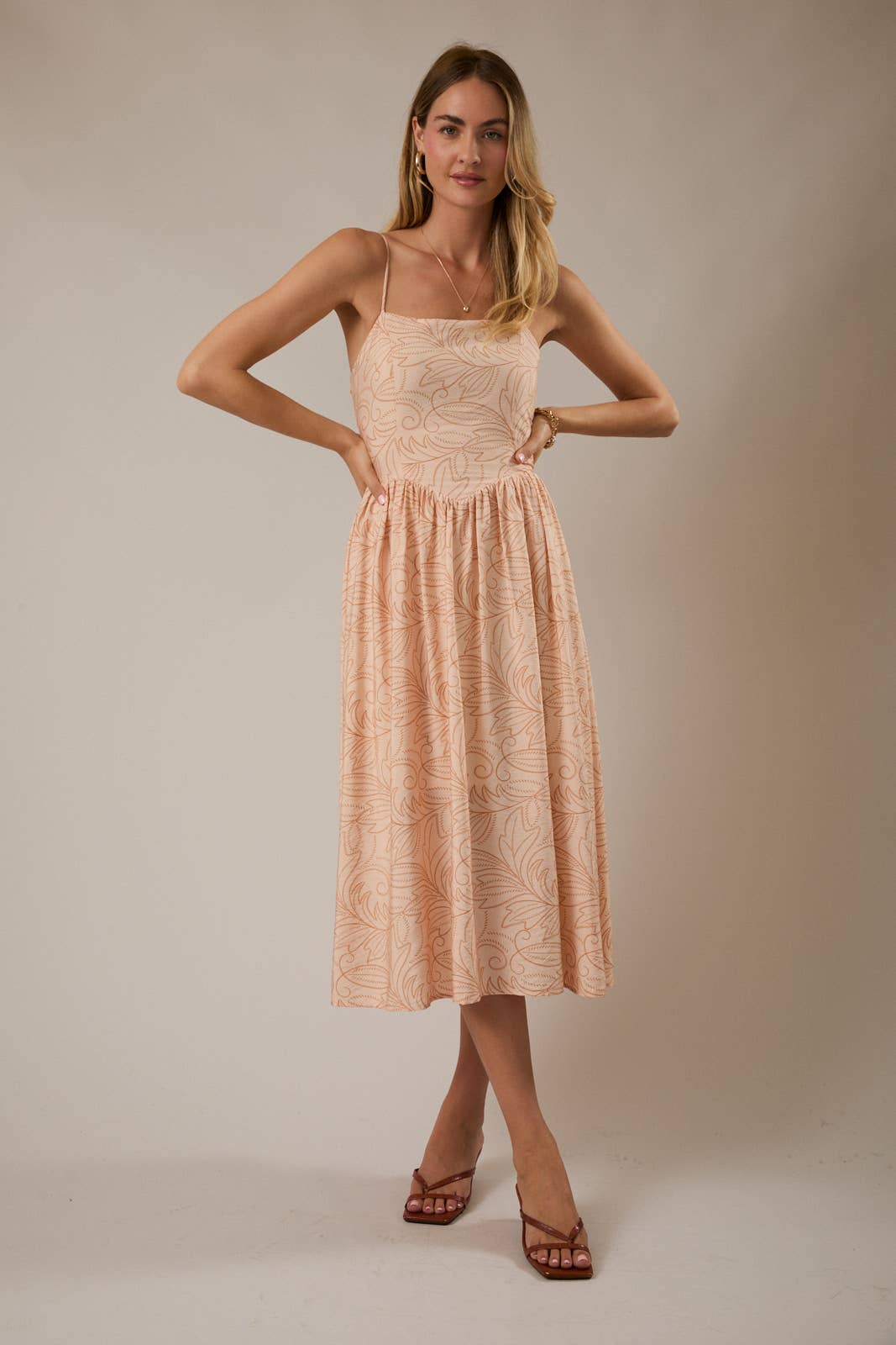 Stitch Print Midi Dress