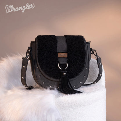 Wrangler Sherpa Saddle Bag Crossbody in Black