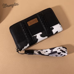 Wrangler Cow Print Wallet in Black
