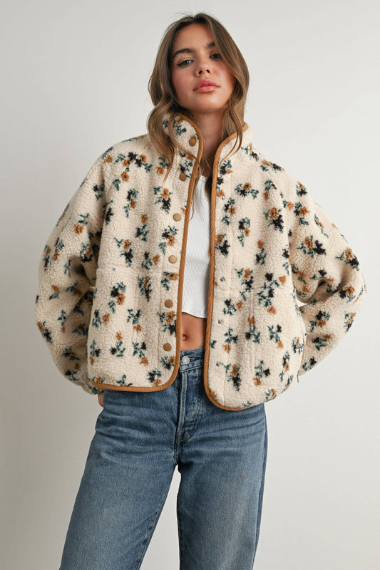 Floral Print Fleece Jacket