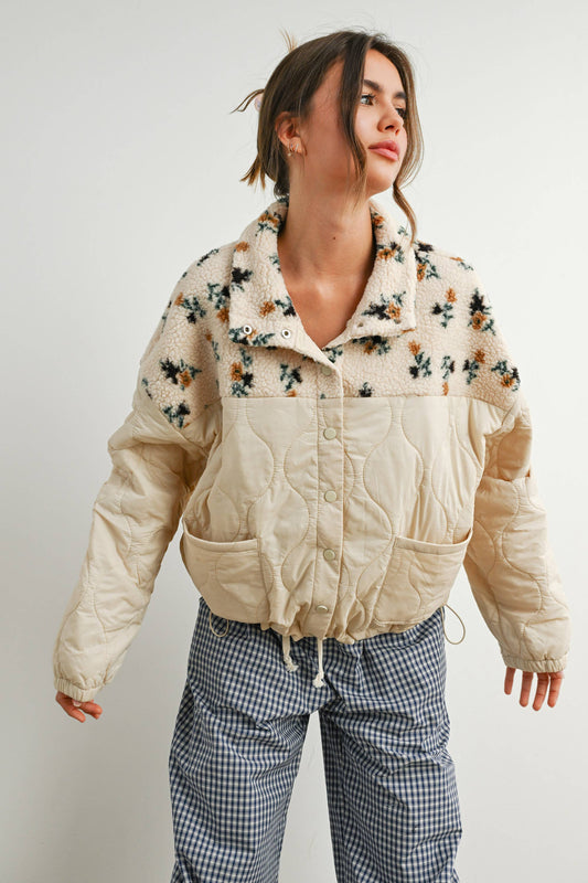Floral Puffer Long Sleeve Jacket