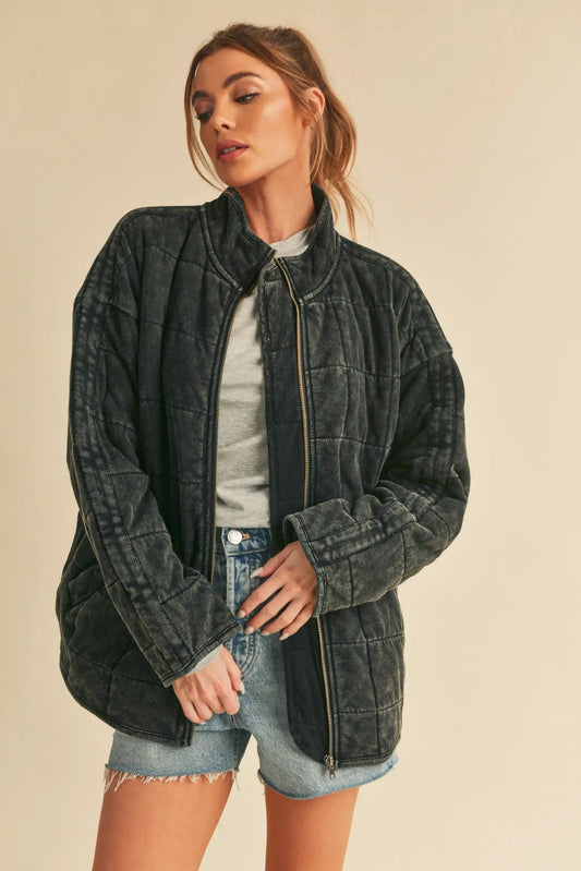Sadie Quilted Jacket in Dark Charcoal