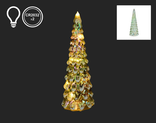 11.5" Green Glass LED Christmas Tree