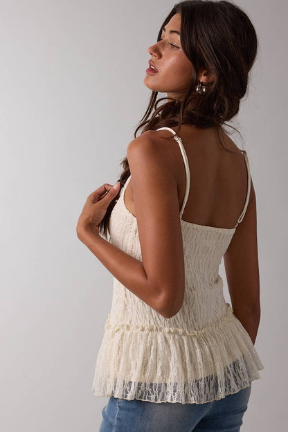 IVORY LUX EMBOSSED TEXTURED CAMI TOP