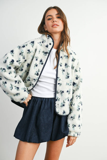 Floral Print Fleece Jacket