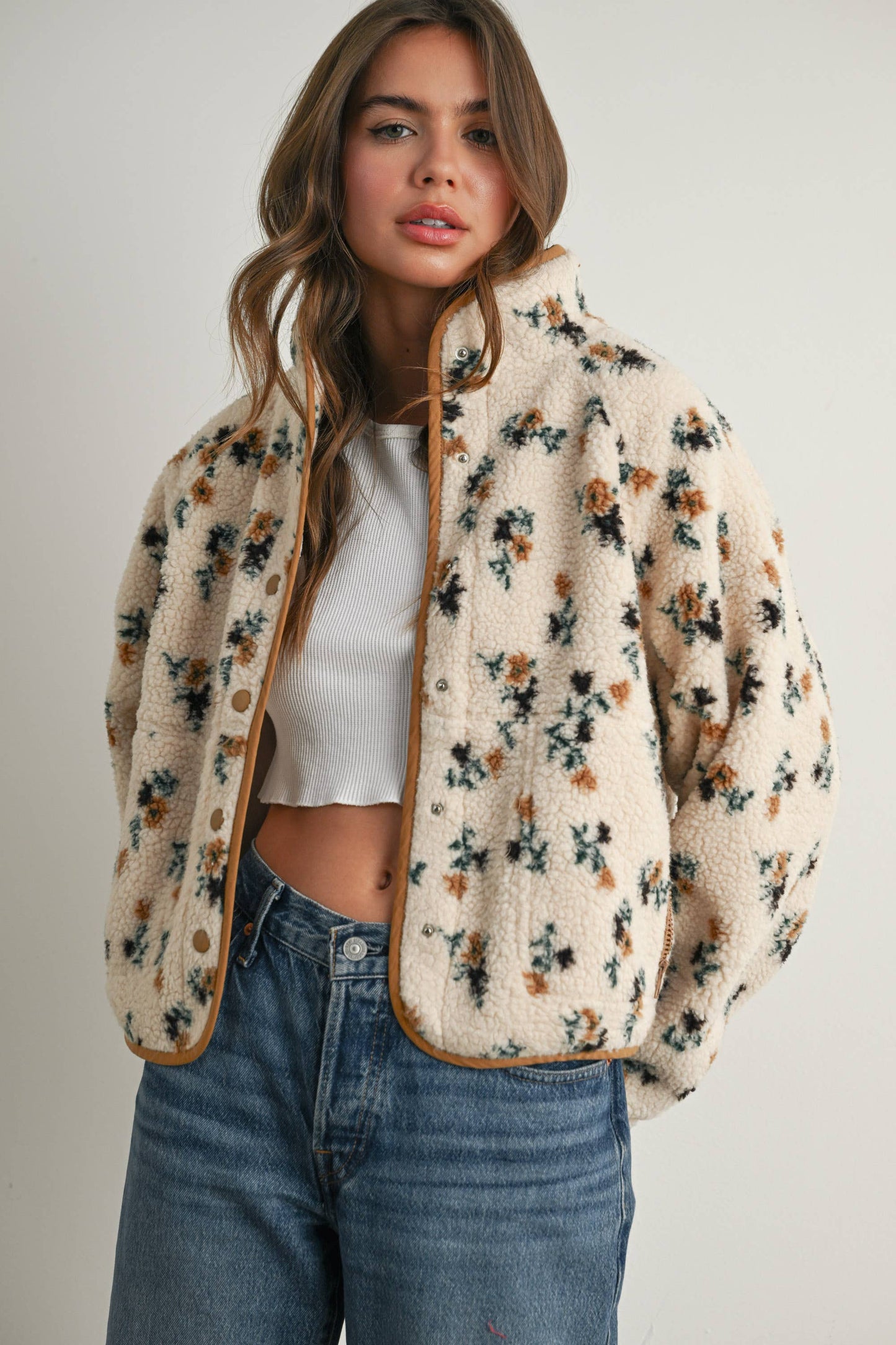 Floral Print Fleece Jacket