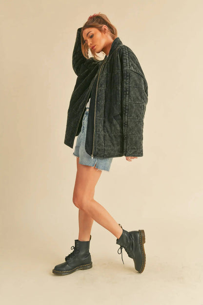 Sadie Quilted Jacket in Dark Charcoal