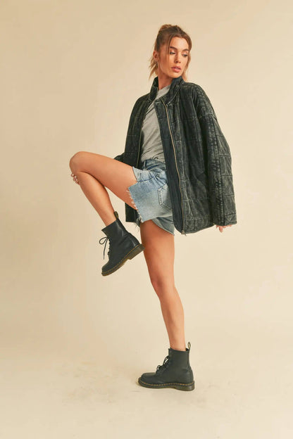 Sadie Quilted Jacket in Dark Charcoal