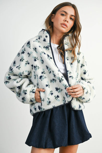 Floral Print Fleece Jacket