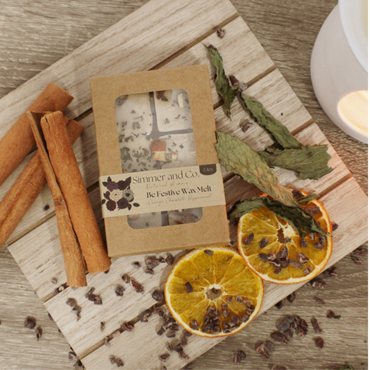 Be Festive Simmer Melt, Natural Peppermint Cocoa Botanical Wax Cubes