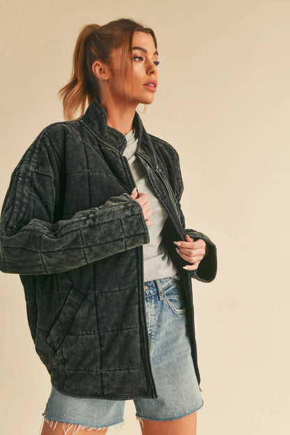 Sadie Quilted Jacket in Dark Charcoal