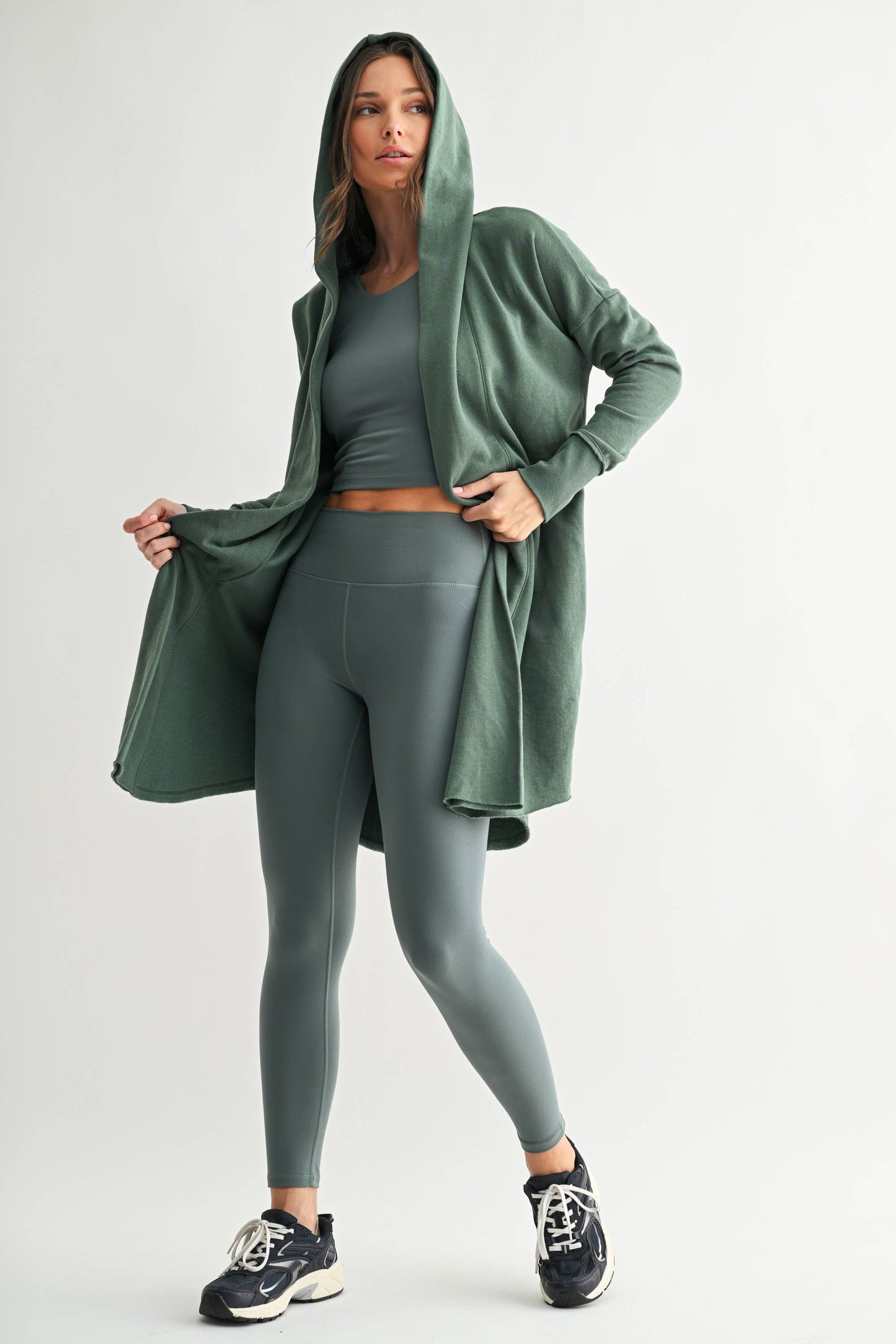 Sandy Hoodie Cardigan in Teal