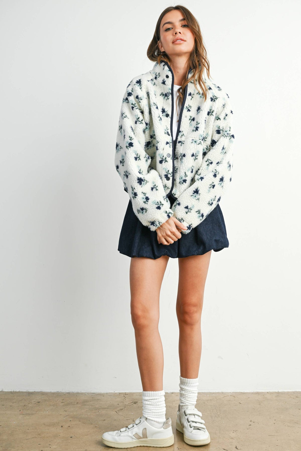 Floral Print Fleece Jacket