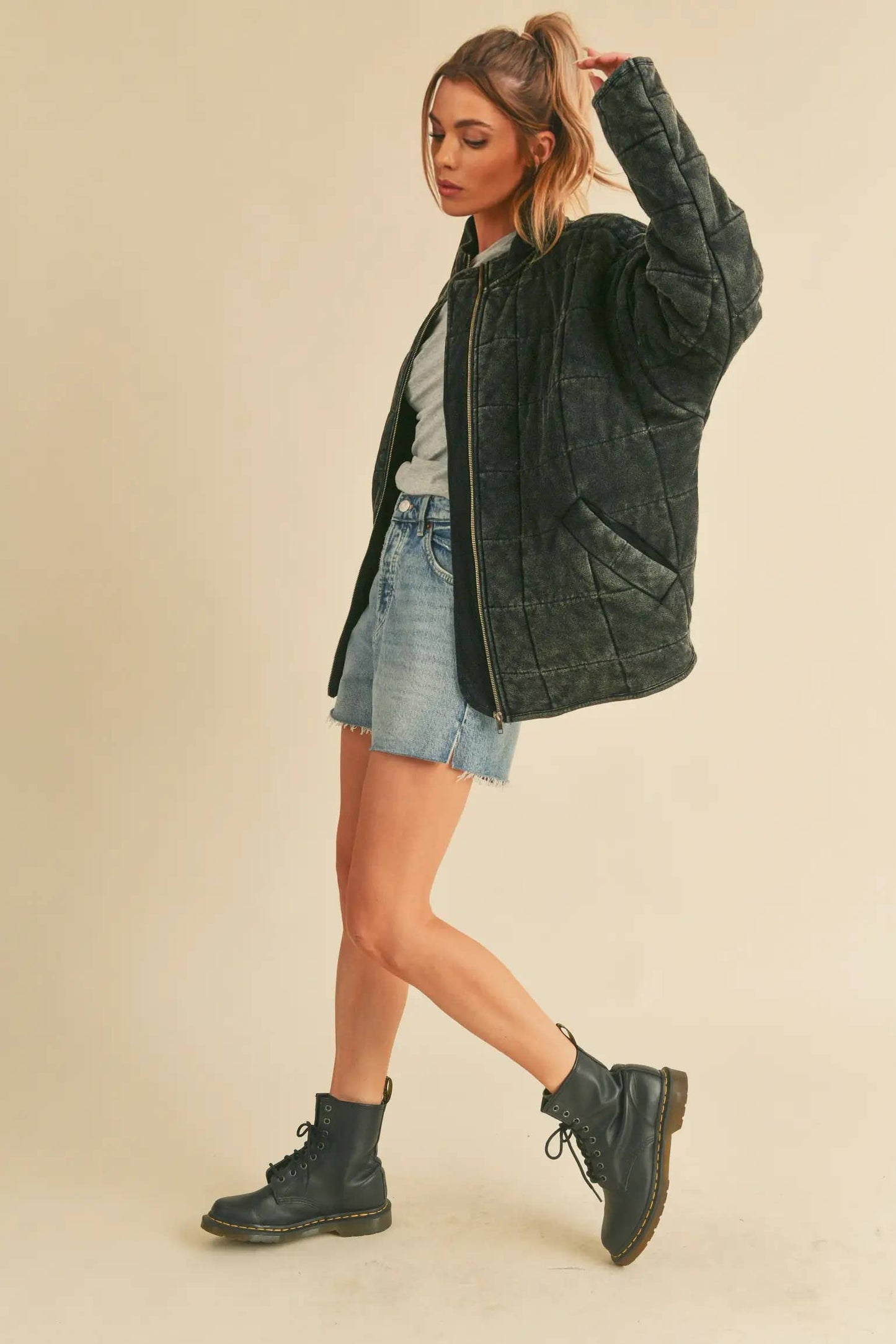 Sadie Quilted Jacket in Dark Charcoal