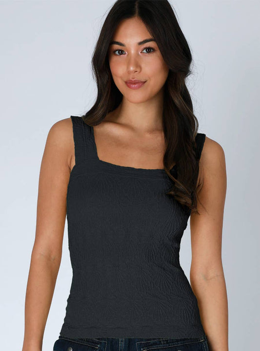 Lace Textured Square Top in Charcoal