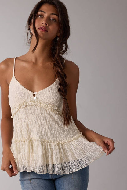 IVORY LUX EMBOSSED TEXTURED CAMI TOP