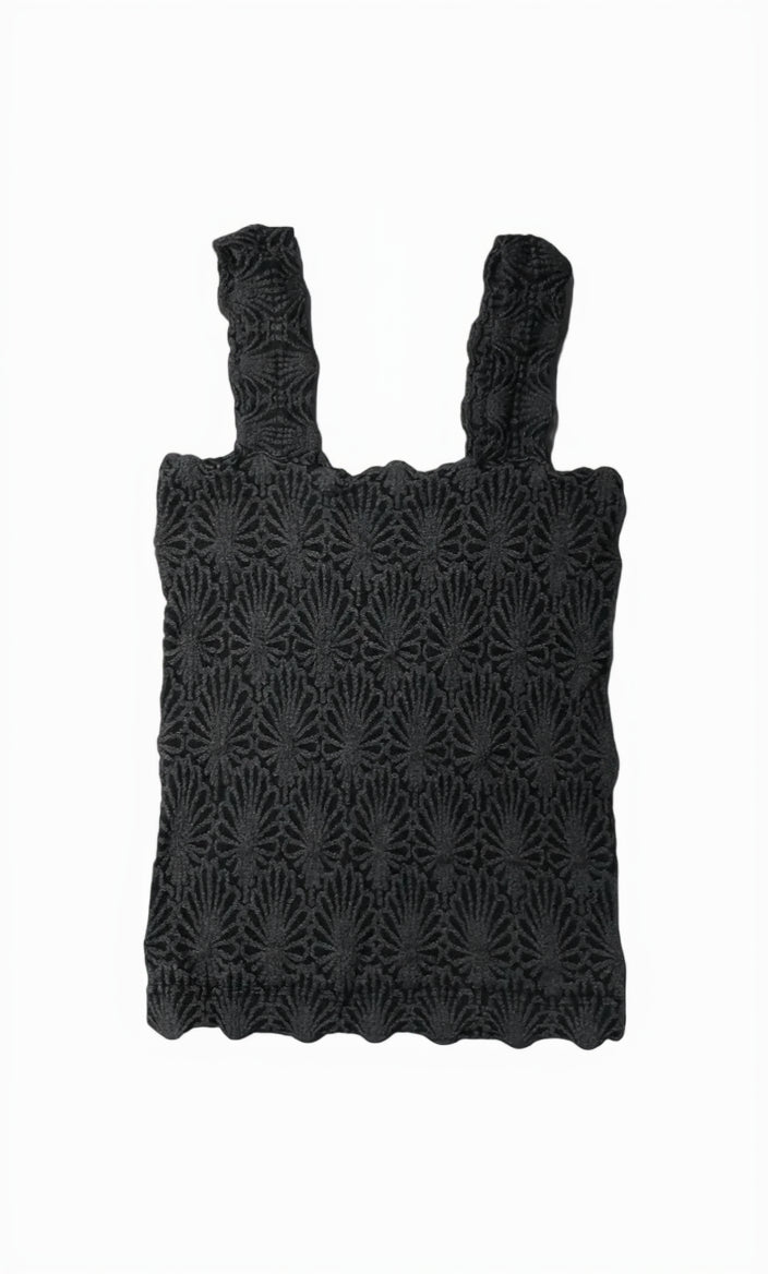 Lace Textured Square Top in Charcoal