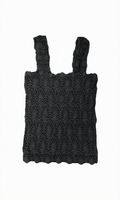 Lace Textured Square Top in Charcoal