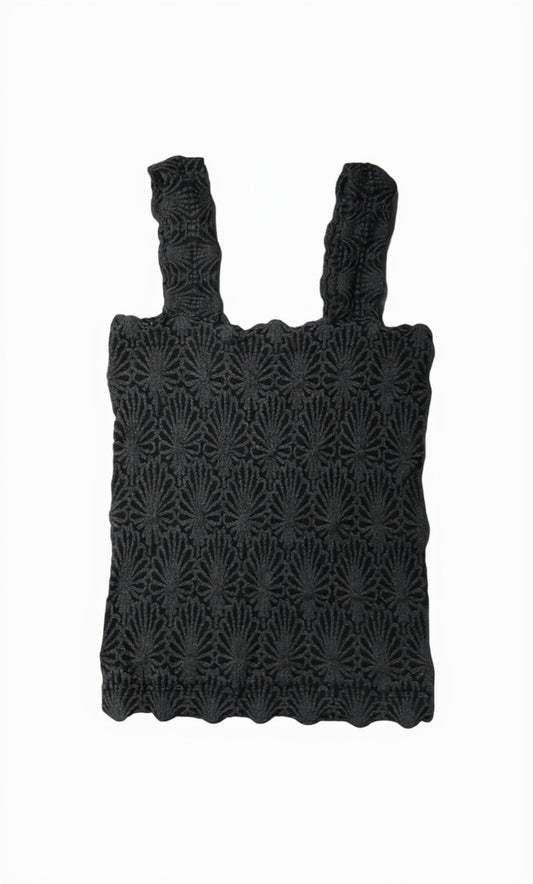 Lace Textured Square Top in Charcoal