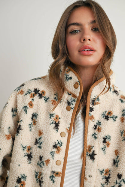 Floral Print Fleece Jacket