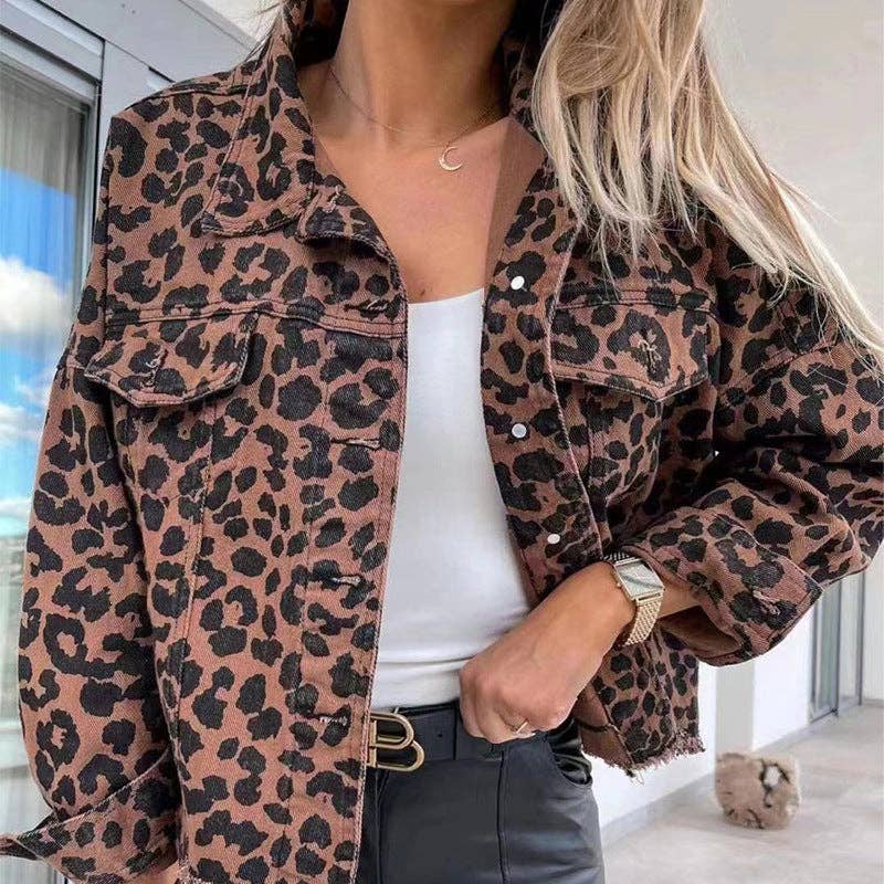 Leopard Print Denim Jacket