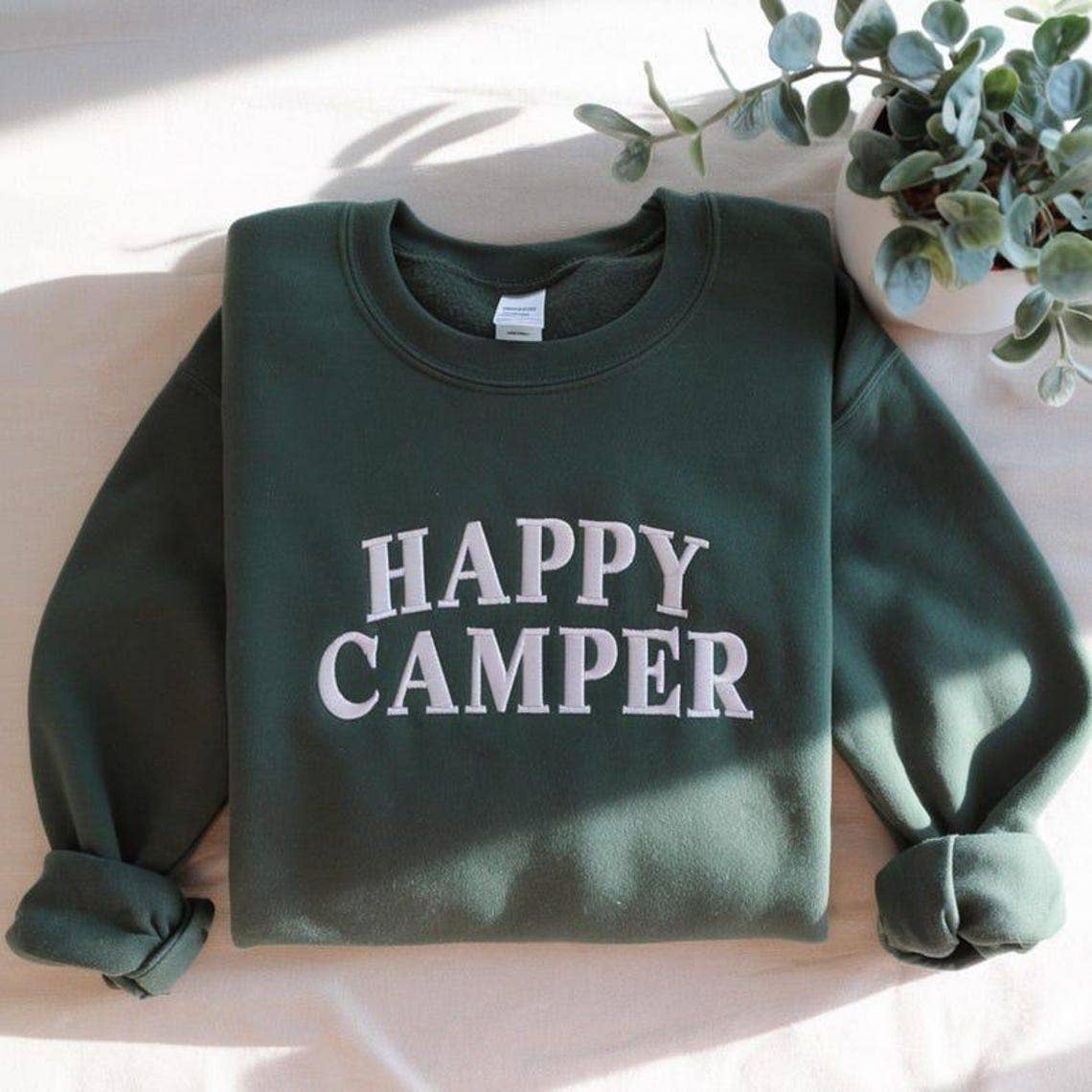 Embroidered Happy Camper Cozy Crewneck