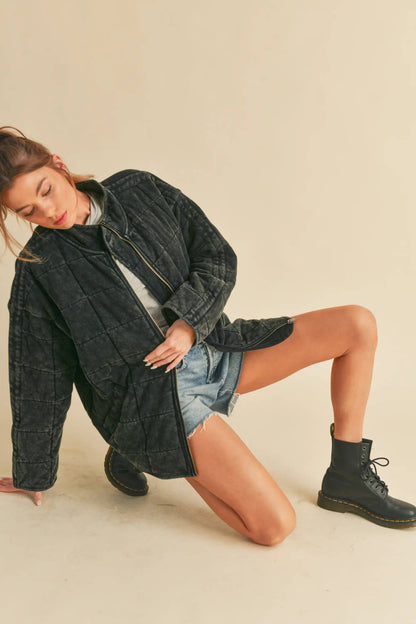 Sadie Quilted Jacket in Dark Charcoal