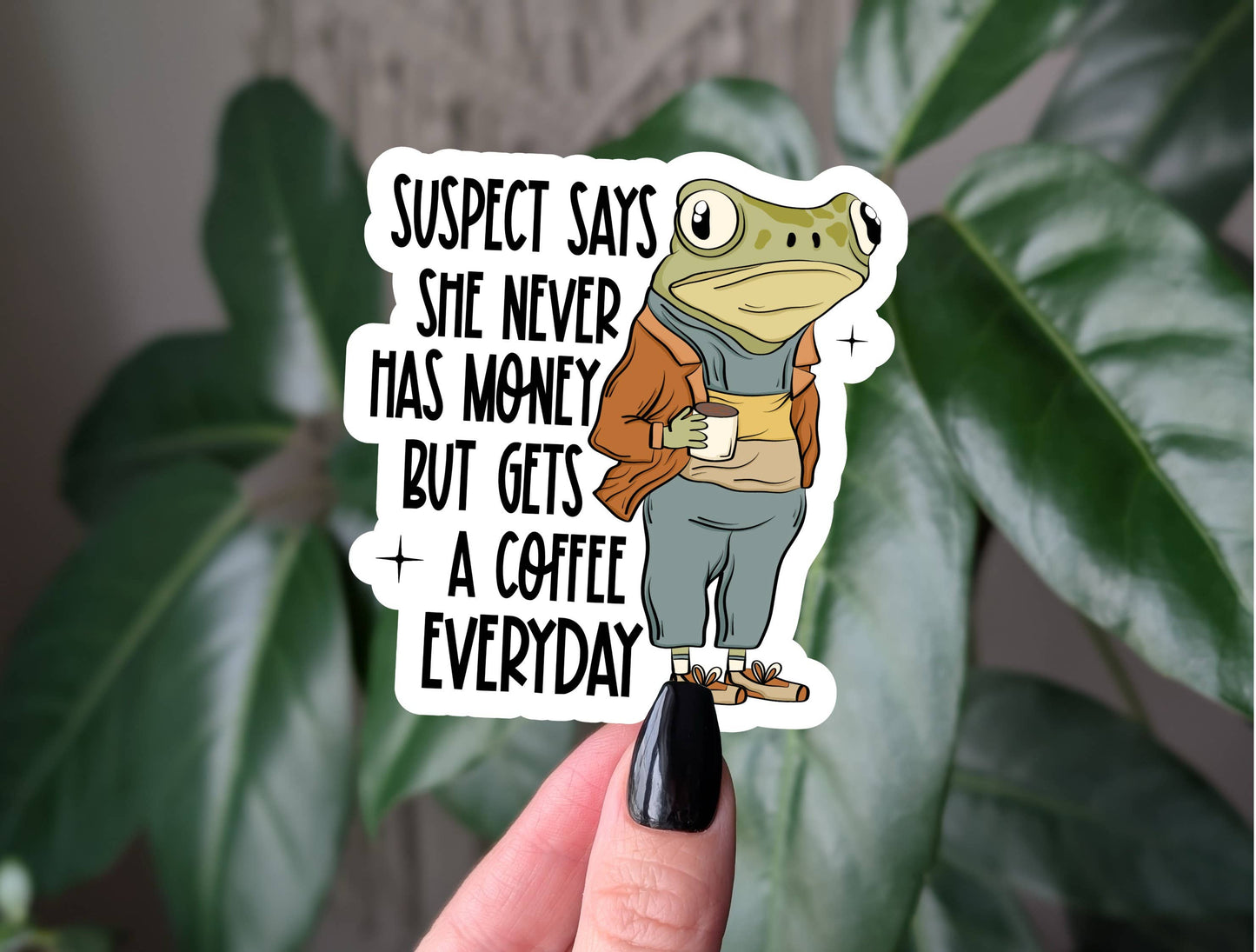 Suspect challenge funny frog coffee vinyl sticker