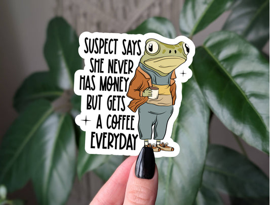Suspect challenge funny frog coffee vinyl sticker