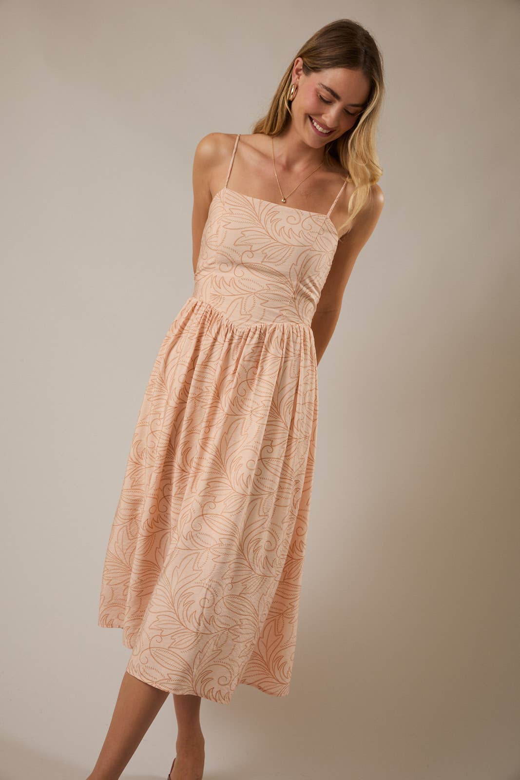 Stitch Print Midi Dress