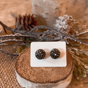 Charcoal Sparkle Ball Earrings